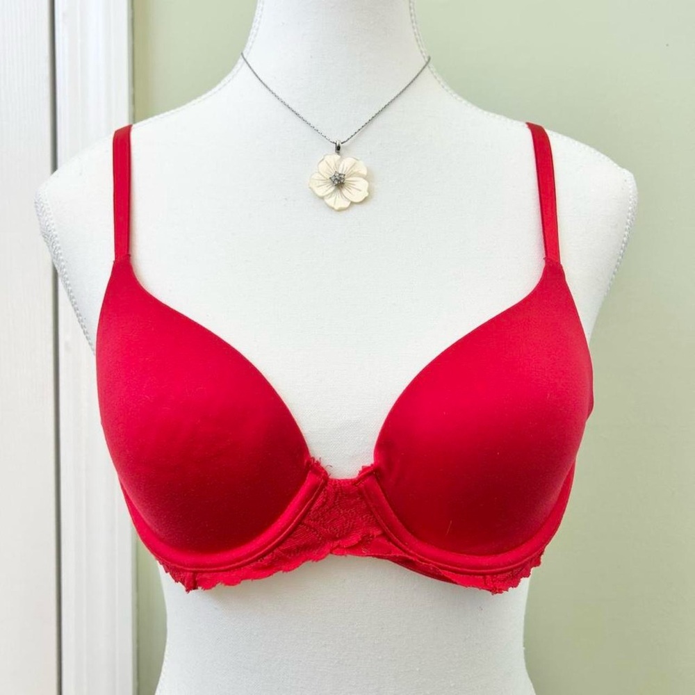 Aerie red lace trim bra